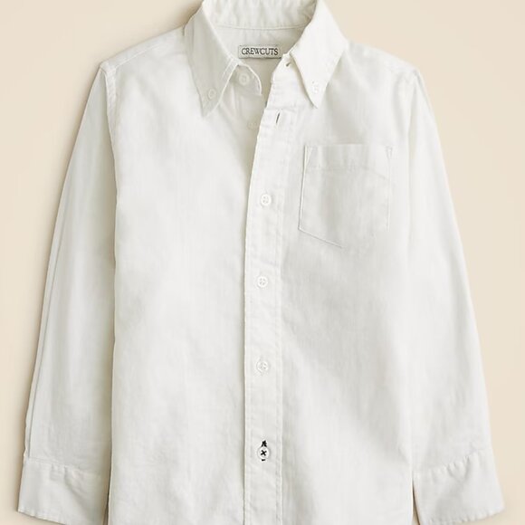 J Crew White Kids' button-down linen-blend shirt Size 5 - Picture 1 of 5